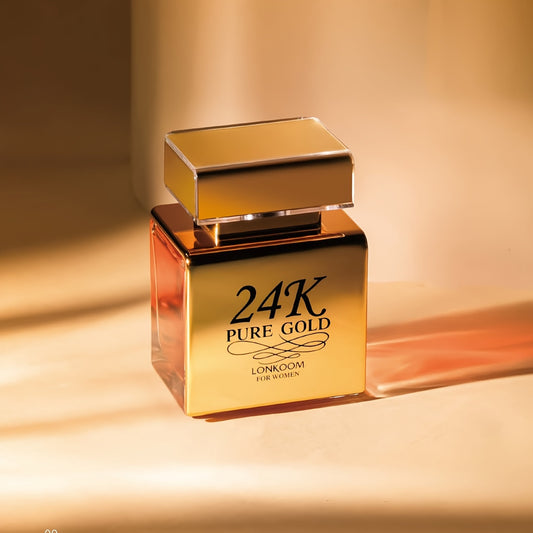 3.38oz Eau De Parfum For Women, LONKOOM 24K Pure Gold, Refreshing And Long Lasting Fragrance With Fruity Notes, Perfume For Dating And Daily Life, A Perfect Gift For Her